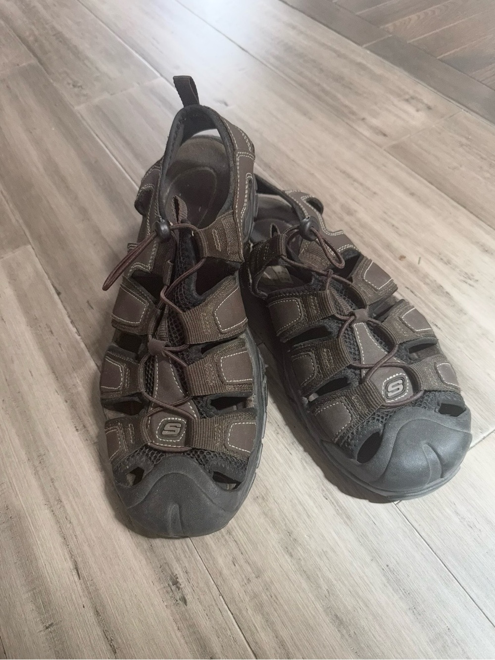 Skechers Brown and Black Closed-Toe Sport Sandals